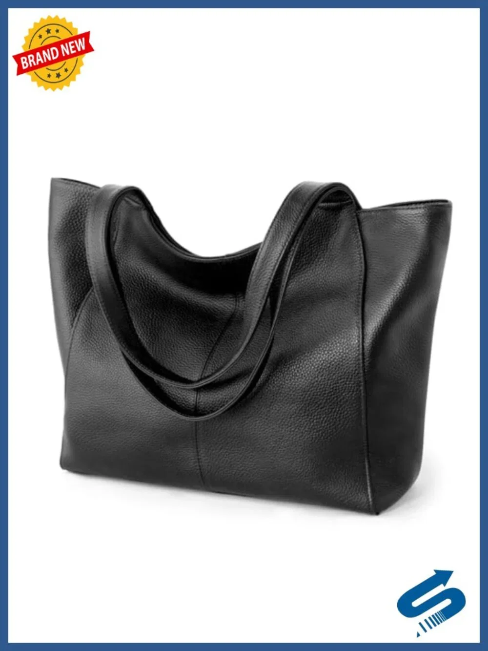 Genuine Leather Tote Bag Women Work Laptop Slouchy Handbag with Zipper Cup